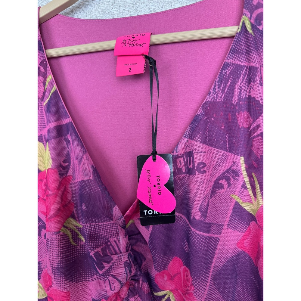 NWT Torrid x Betsey Johnson Mini Mesh Bell Sleeve Dress, Size 2 (2X / 18-20) - Picture 4 of 13